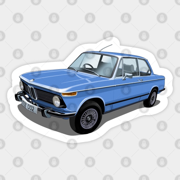 1974 2002 tii in blue Sticker by candcretro